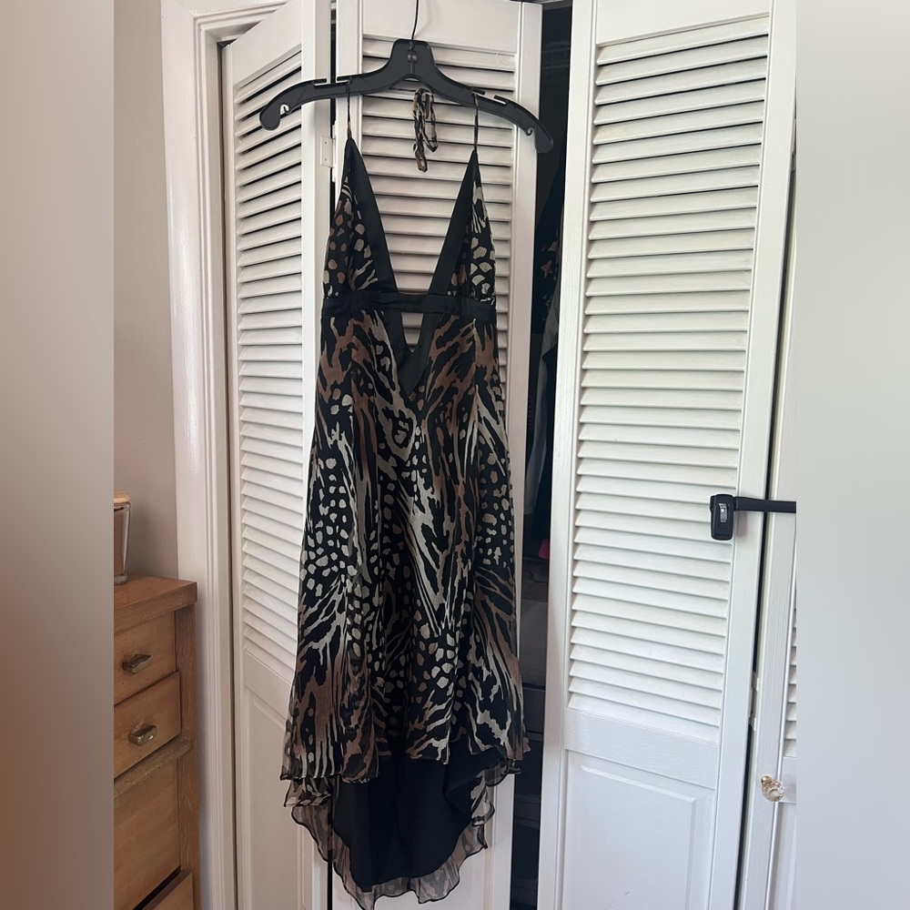 Marciano Silk Leopard backless dress sz L